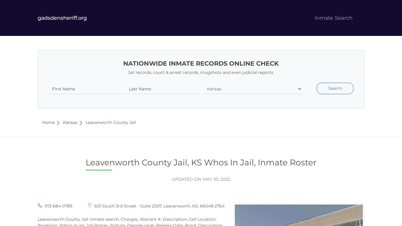 Leavenworth County Jail, KS Inmate Roster, Whos In Jail