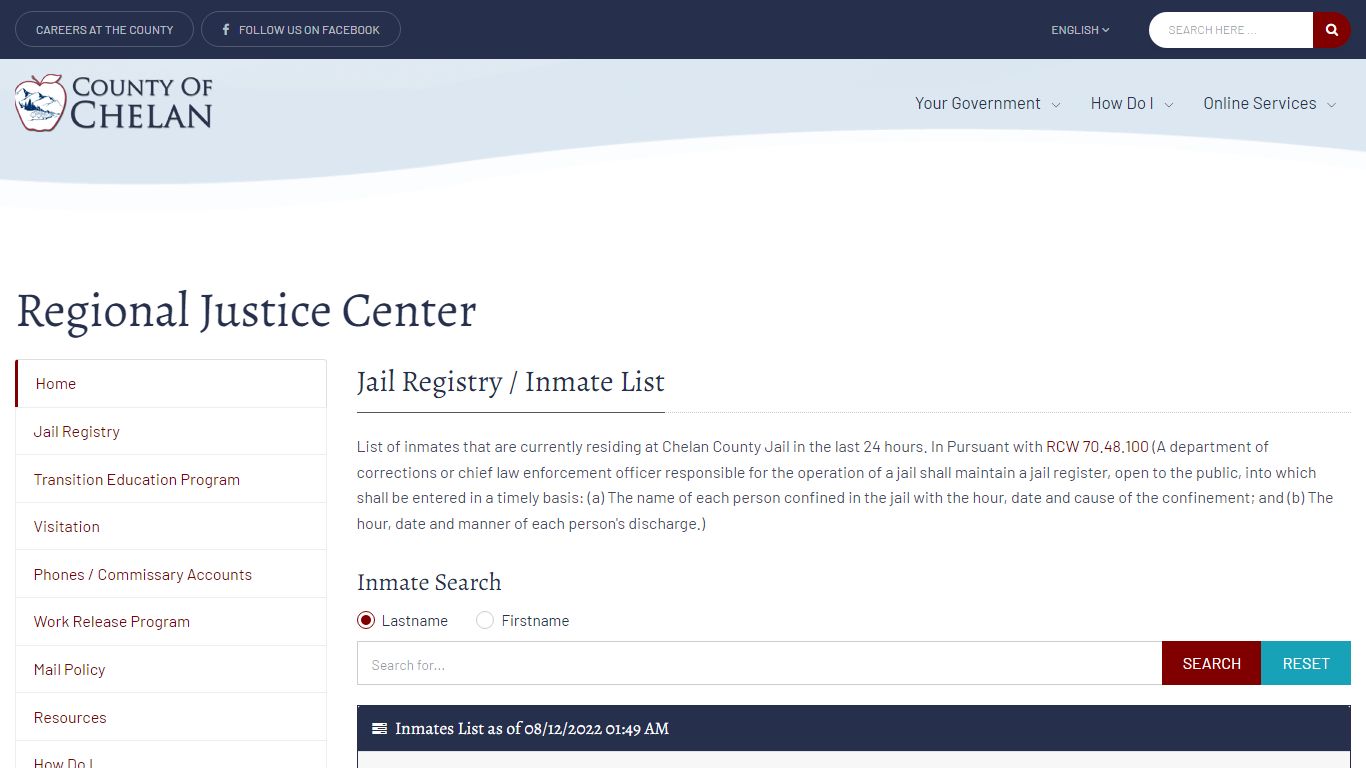 Chelan County Regional Justice Center - Jail Registry ...